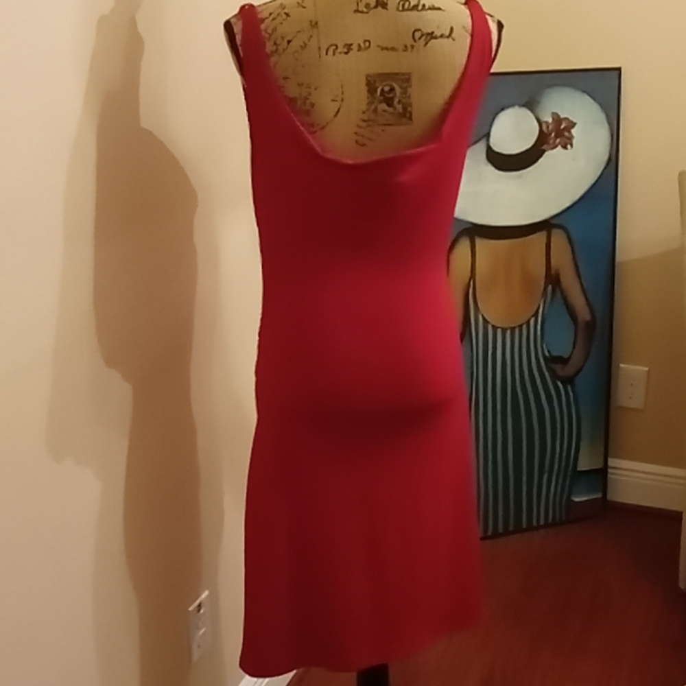 Red Side Ruched Dress - Picture 4 of 6